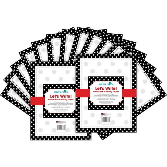 Barker Creek Black & White Dot Computer Paper ̶ 100 Sheets