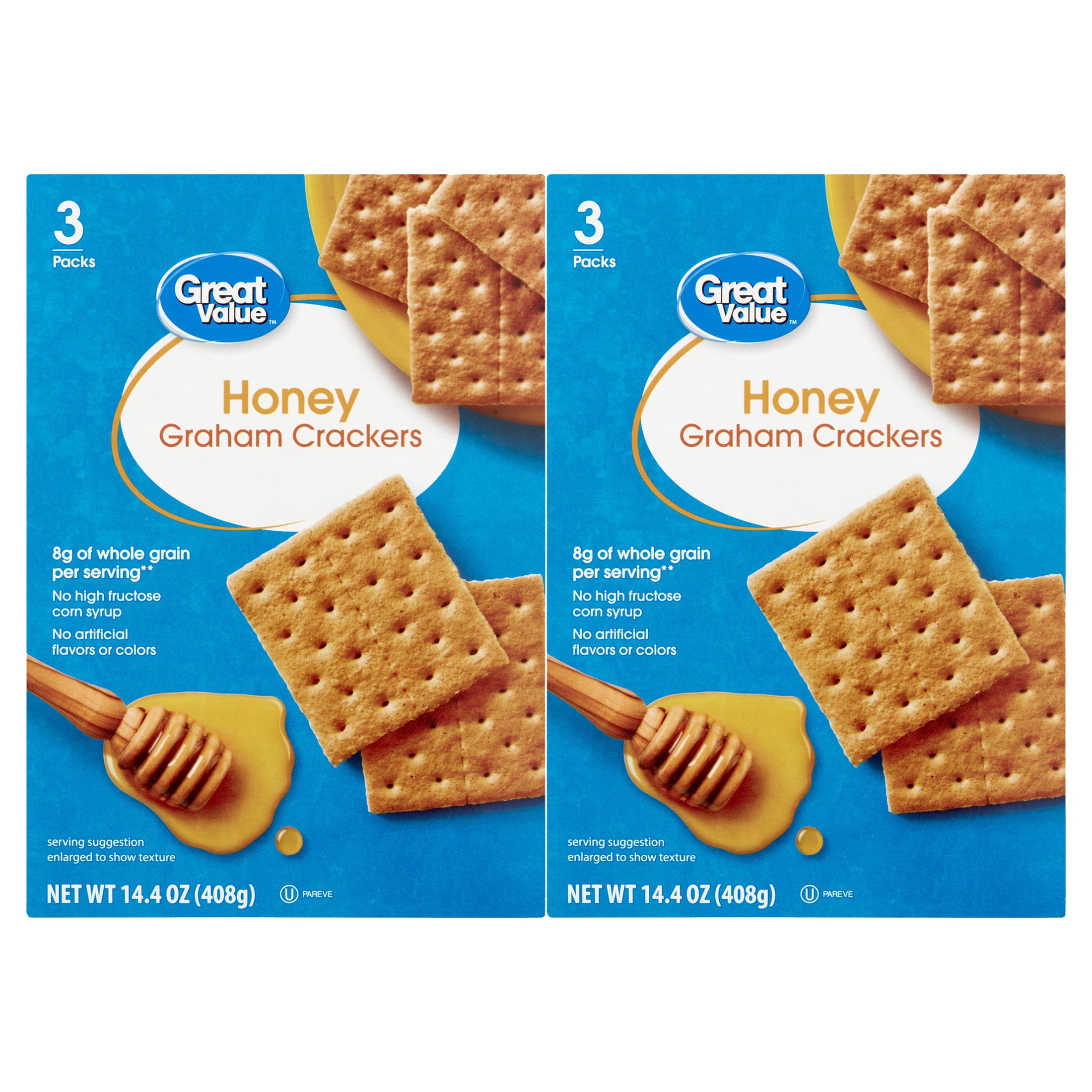 (2 pack) Great Value Honey Graham Crackers, 14.4 oz