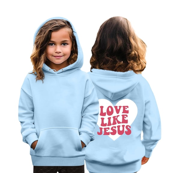 Grblisyd Girl's Christian Graphic Hoodie LOVE LIKE JESUS Hoodies for Kids Jesus Faith Religious Sweatshirts Pullover Tops