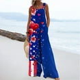 thumbnail image 6 of JURANMO Dressy Jumpsuits for Women 4th of July Usa Flag Print Linen Overalls Sleeveless Straps Cute Wide Leg Onesie Pants with Pockets Blue XXL Sales of The Week, 6 of 9
