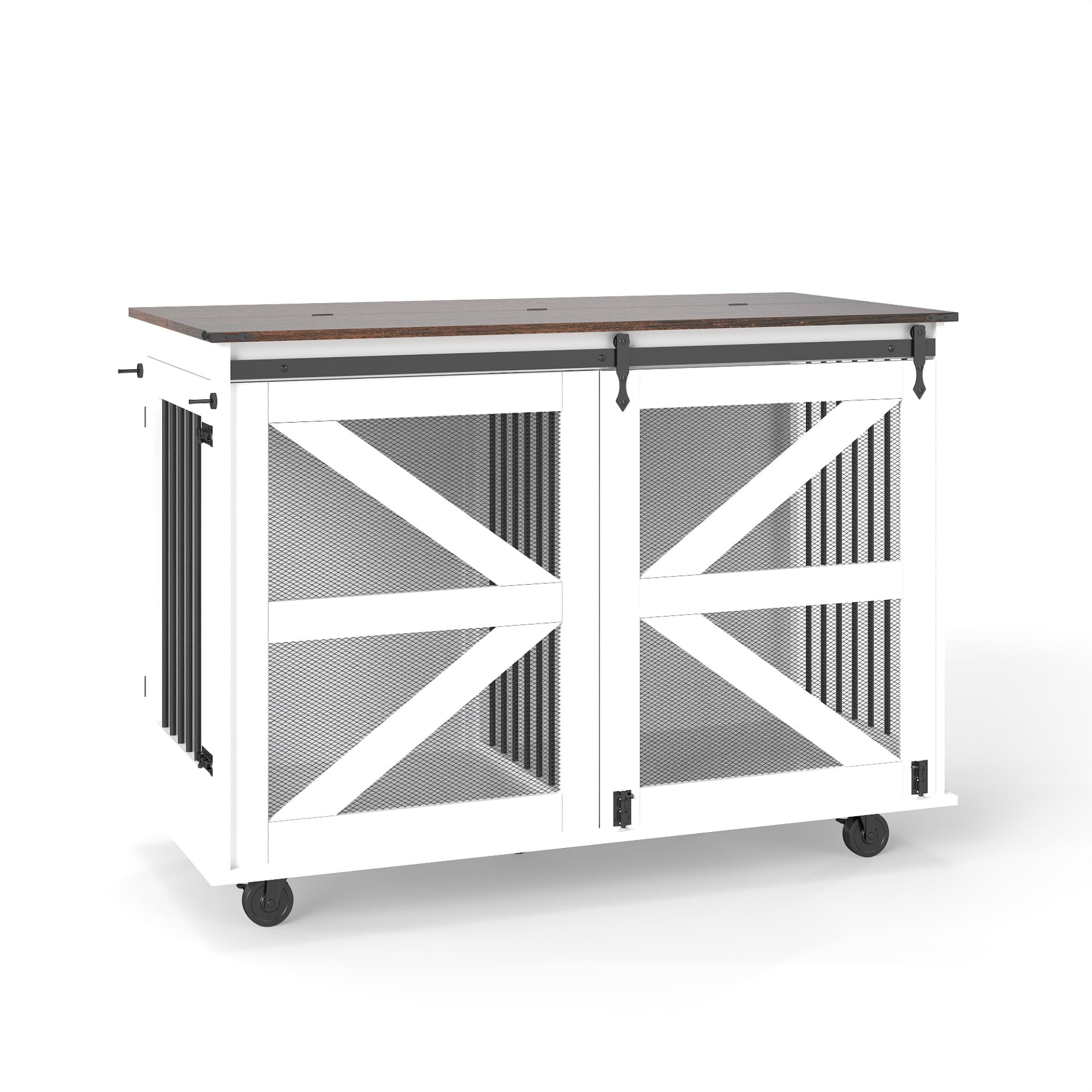 Jopath 47.2" Large Dog Crate, Wooden Dog Kennel with 2 Drawers,Divider and Sliding Door, Indoor Pets Furniture Style Double Dog Crates for Medium Small Dogs