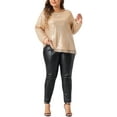 thumbnail image 2 of Agnes Orinda Women's Plus Size Sparkly Sequin Top Long Sleeve Glitter Concert Party Disco Shirt Blouse 2X Champagne, 2 of 6
