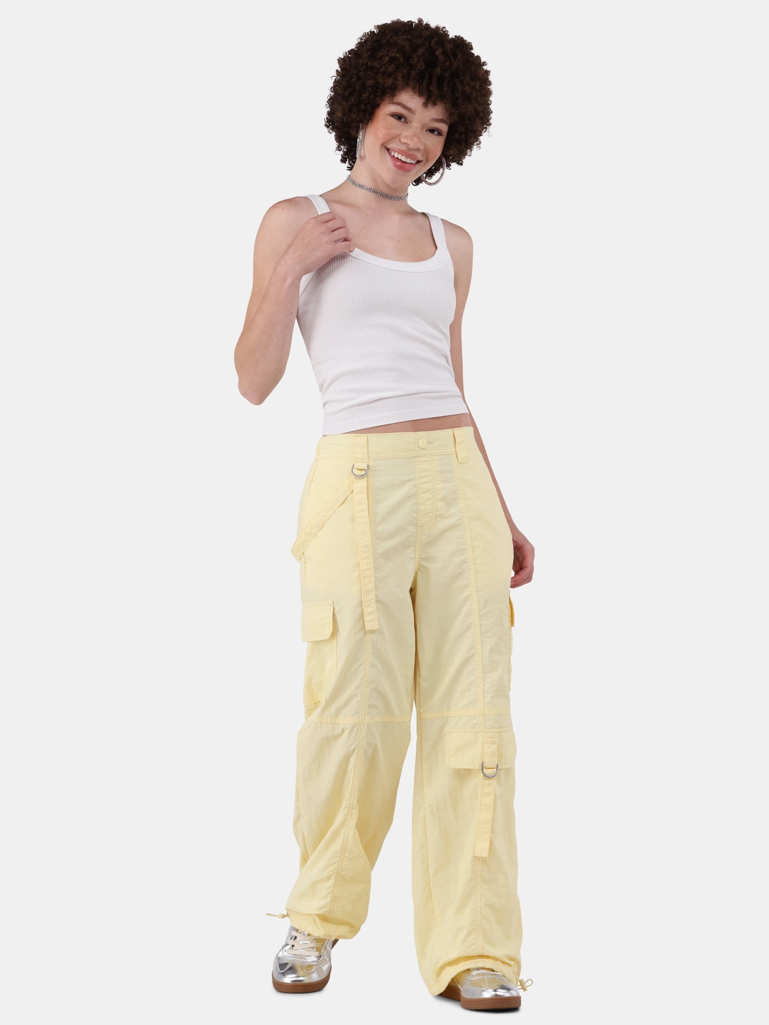 No Boundaries Nylon Parachute Pants, Women's and Women's Plus