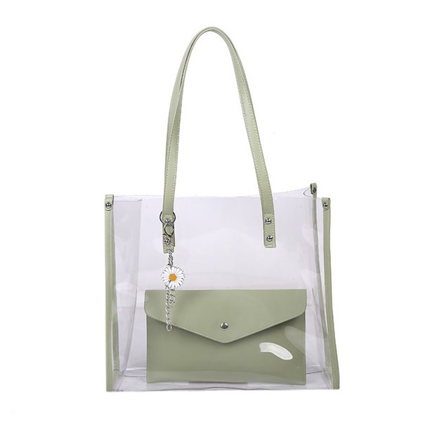 Bolso de hombro transparente para mujer, bolso de playa, bolso de mano, monedero portátil, decoración, verde Vogacara AP000905-03