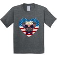 thumbnail image 3 of Inktastic Pug Dog Patriotic Us Flag Heart Youth T-Shirt, 3 of 5