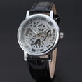 thumbnail image 2 of WINNER Reloj de pulsera impermeable mecánico automático hueco para mujer (negro plateado), 2 of 2