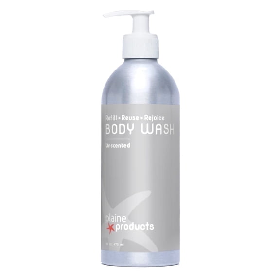 Plaine Products Refillable Unscented Body Wash, 16 oz (Original with pump)