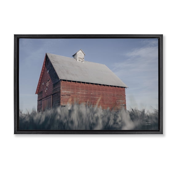 Stupell Industries End Of The Field Cottage Black Framed Floater Canvas Wall Art, design by Nathan Larson