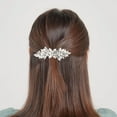 thumbnail image 6 of LIOUCBD Rhinestone Hair Clips, Silver Sparkly Hair Barrettes, Fancy Flower Bridal Hair Pins, Elegant Crystal Hair Accessories Wedding, Bride, Long Hair (1 Pcs), 6 of 6
