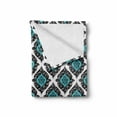 thumbnail image 2 of Floral Soft Flannel Fleece Blanket, Baroque Victorian Style Antique Renaissance Shapes Background Fashion Artwork, Cozy Plush for Indoor and Outdoor Use, 50" x 70", Black Aqua White, by Ambesonne, 2 of 6