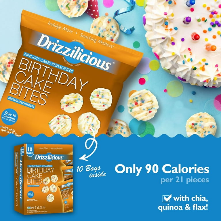 Drizzilicious Mini Birthday Cake Rice Crisps Vegan & Gluten-Free
