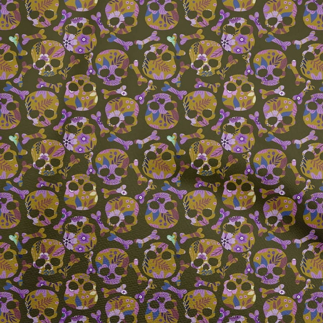 oneOone Viscose Chiffon Light Brown Fabric Skull Craft Projects Decor Fabric Printed By The Yard 42 Inch Wide