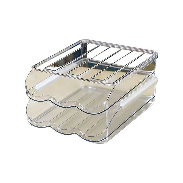 Bookk 2 Tier Egg Holder For Refrigerator With Lid Large Capacity Holds 36 Eggs In Clear Container Stackable Organizer For Kitchen Storage Refrigerator Countertop