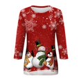 thumbnail image 3 of Mlqidk 3/4 Sleeve Shirts for Women Crew Neck Christmas Tree Print Graphic Tees Blouses Tops,Fall Tops for Women 2023 Red XXL, 3 of 5