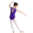 thumbnail image 6 of renvena Kids Girls Classic Ballet Dance Leotard Gymnastic Active Sleeveless Floral Lace Splice Keyhole Back Bodysuit, 6 of 7