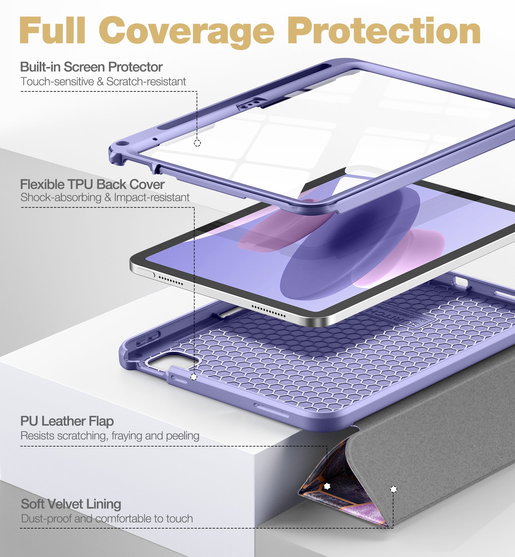Suritch Case for iPad A16 11th Gen 11 inch 2025 / iPad 10th Gen 10.9 inch with Screen Protector and Pencil Holder Tri-fold Stand Auto Wake/Sleep