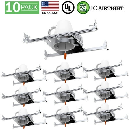 - Sunco Lighting 10 Pack 4 Inch New Construction LED Can Air Tight IC Housing, Recessed Lights, LED Downlight, For Retrofit Kit, Electrician Prefered - UL Listed and Title 24 Certified (TP24)
