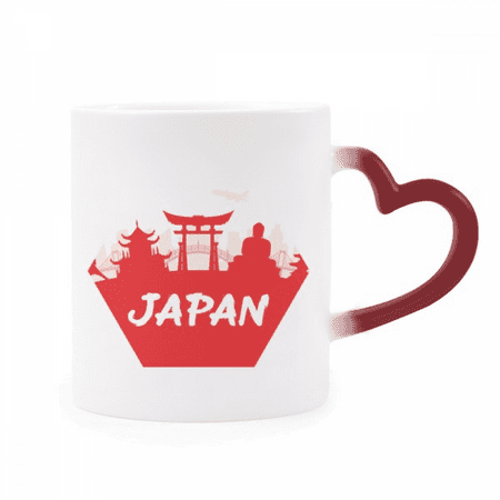 

Red Outline Landmark Japan Heat Sensitive Mug Red Color Changing Stoneware Cup