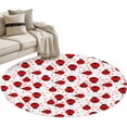thumbnail image 2 of 3ft Washable Round Rug, Red Ladybug Non-Slip Circle Area Rug for Bedroom Bedside, Cartoon Insects Animal Love White Background Soft Indoor Floor Mat for Home Decor, 2 of 9