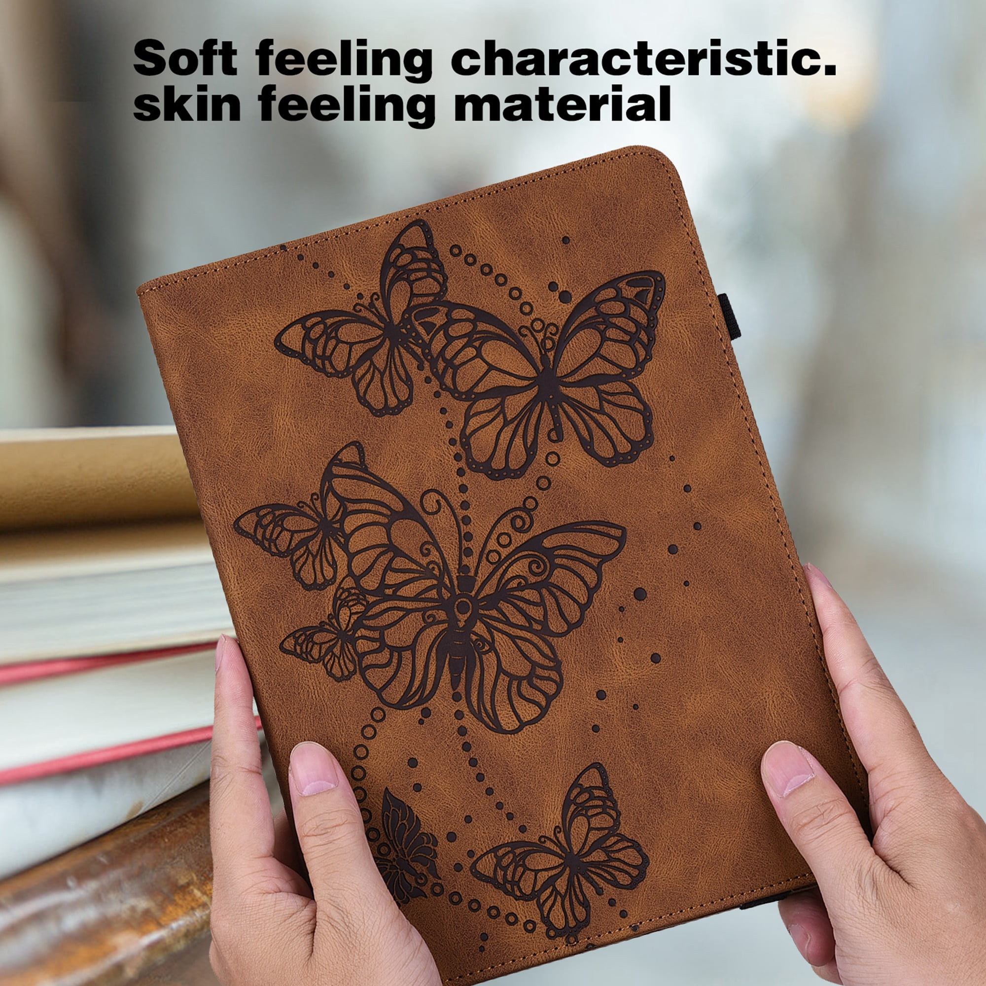 Allytech iPad 10th Gen Case, iPad 10.9" 2022 Case, PU Leather Butterfly Embossed Shockproof Auto Sleep Wake Pencil Holder Kickstand Elastic Band Protective Case Cover for Apple iPad 10th Gen 10.9"