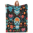 thumbnail image 5 of LNWH Skull of Death Pattern Throw Blanket, Flannel Sofa Blankets for All Seasons, 60"x50", 5 of 8