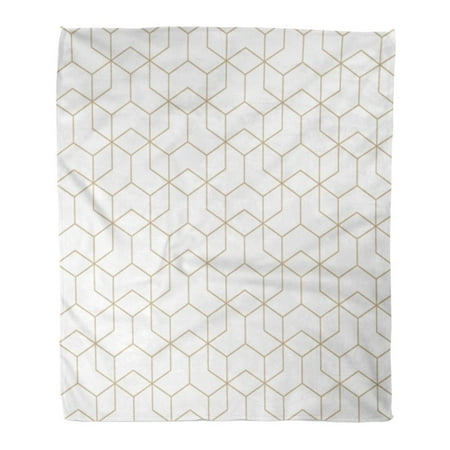 Geometric Cube - ASHLEIGH Throw Blanket Warm Cozy Print Flannel Hex Geometric Line Grid Cubes Pattern 70S 80S Comfortable Soft for Bed Sofa and Couch 58x80 Inches