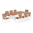 thumbnail image 3 of WestinTrends Cape May 9-Piece HDPE Outdoor Furniture Patio Dining Table With Umbrella Hole and Chairs Set For 8, Teak, 3 of 16