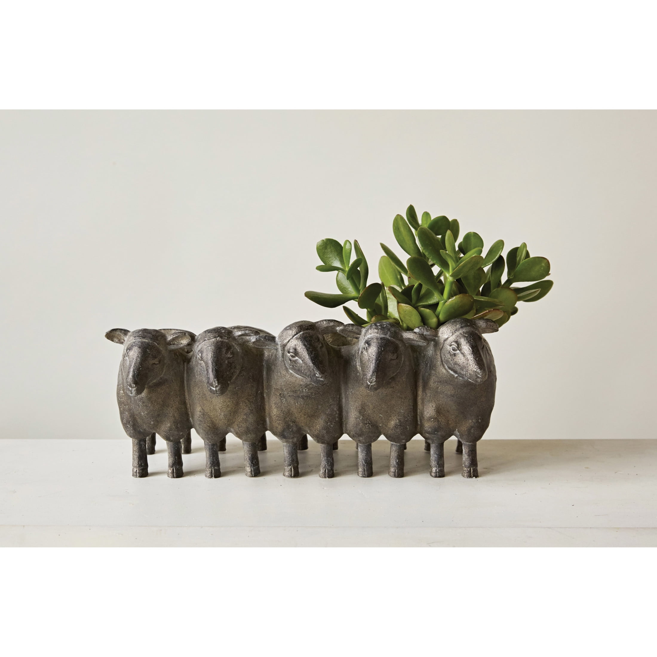 Creative Co-Op Resin Sheep Planter with Distressed Finish, Iron