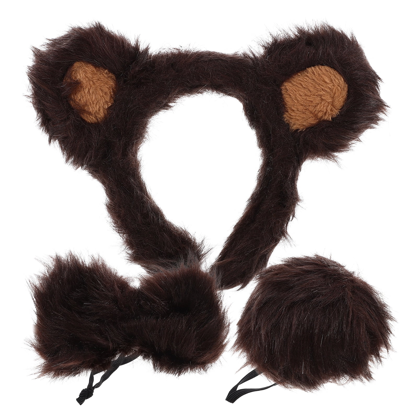 Set De 4 Accesorios De Disfraz De Oso: Diadema, Nariz, Pajarita Y Cola, Peludo Y Suave, Para Niños Y Adultos