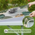 thumbnail image 6 of Green Boho Plant Pattern Square Fitted Tablecloth with Elastic Edge,Square Table Cover,Washable Elastic Table Cover for Home Kitchen Party Decor 34"x34", 6 of 6
