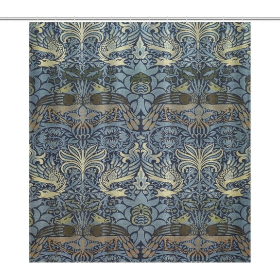 Victorian William Morris Original Design Vintage Shower Curtain Furniture Bathroom Fabric Decorations Washable Shower Curtain with Hooks