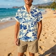 thumbnail image 2 of IWRICH Hawaiian Plus Size Shirt for Men Tropical Shirts Summer Beach Button down Short Sleeve Floral Vacation Tops 08-White L, 2 of 4
