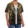 thumbnail image 3 of Salouo Streamside Meditating Fox Pattern Cuban Collar Shirts for Men Button-Down Shirt Men's Short Sleeve Shirts Hawaiian Shirts Casual Shirts -Medium, 3 of 6