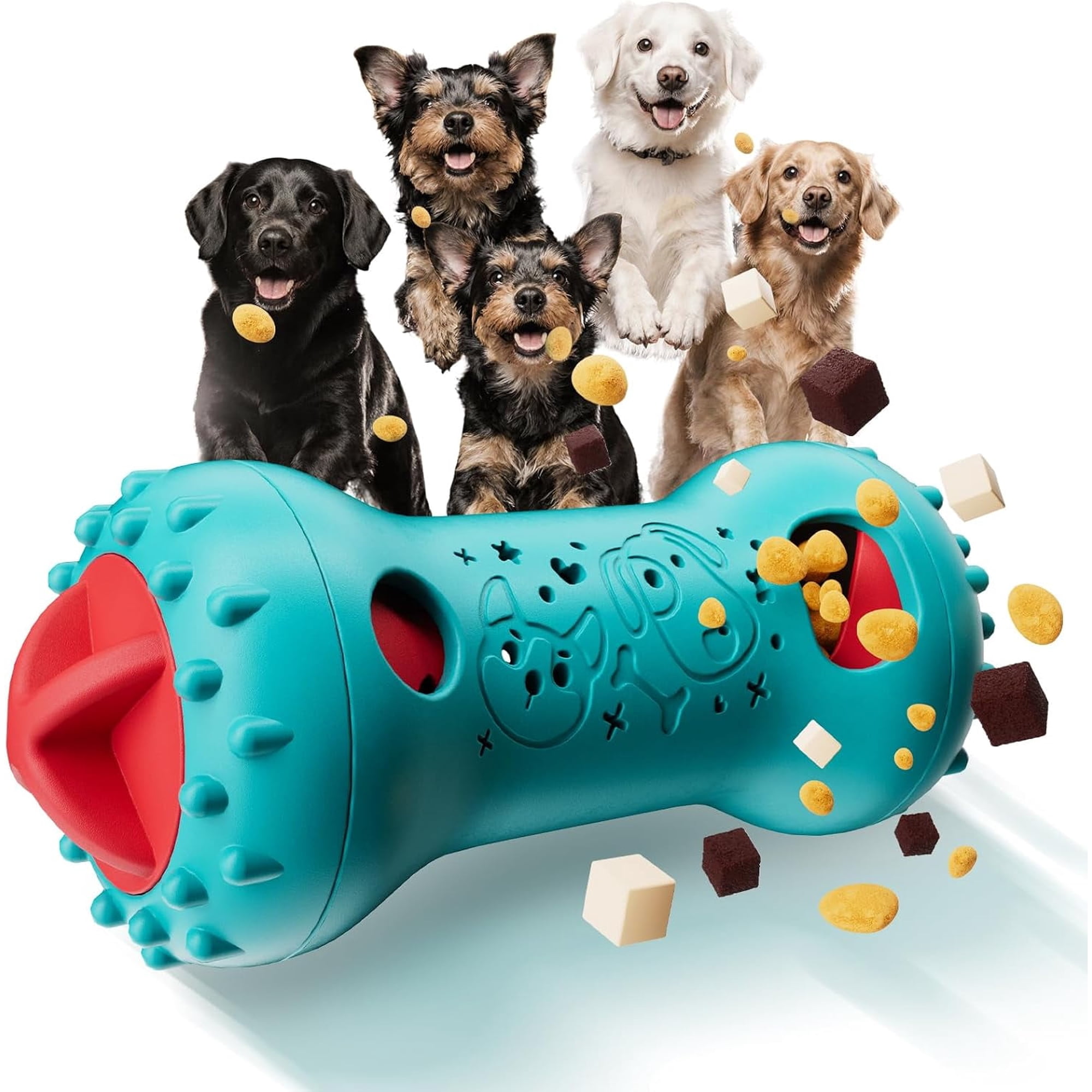 URRU Interactive Dog Toys, Adjustable Treat Dispensing Toy to Keep Them Busy, Dog Enrichment for Brain Stimulation & Cognitive for Puppy Puzzle to Reduce Boredom-Ideal Gift for All Dogs(Rigid Nylon)