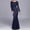 Navy, variant on Babysbule 2022 Dresses for Women Clearance Women Long Sleeve Sequined Mesh Mermaid Party Round Neck Evening Dress
