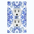 thumbnail image 1 of Metal Light Switch Plate Cover Mandala Blue White Flower Tile Pattern MDL089, 1 of 13