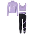 thumbnail image 2 of Hansber Kids Girls 3 Pcs Skating Dance Outfit Jacket Crop Top with Pants Set Ice Skating Gymnastic Light Purple 16, 2 of 5