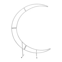 7ft Metal Curved Wedding Arch Stand Crescent Moon Flower Balloon Frame for Ceremony White