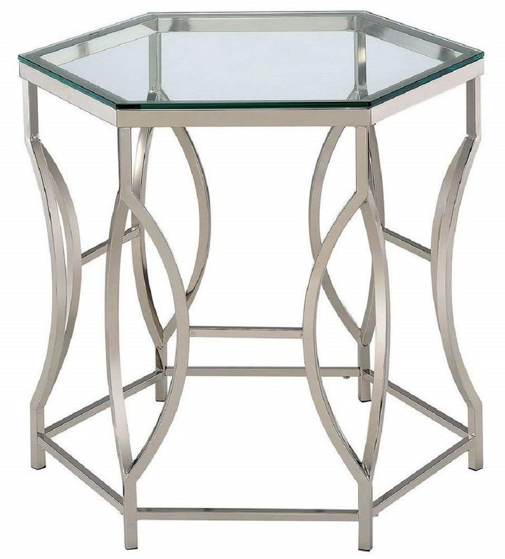 End Table With Glass Top, Chrome