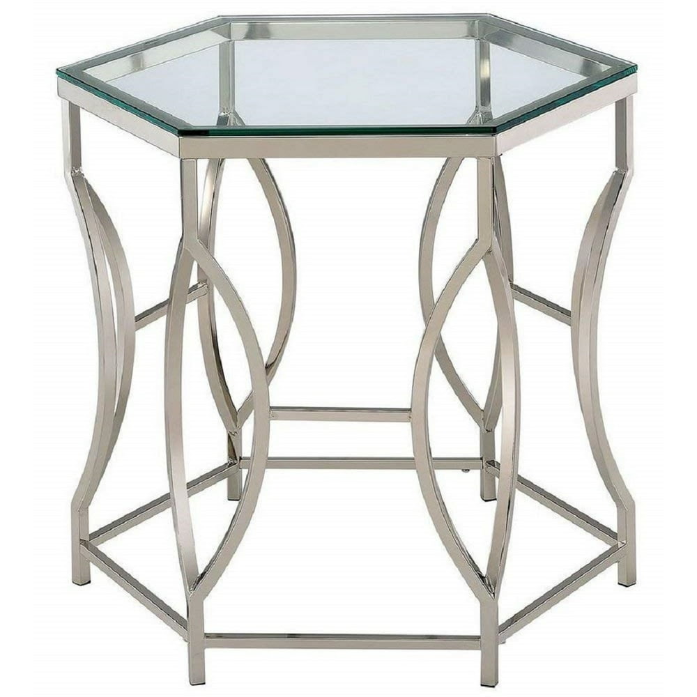 End Table With Glass Top, Chrome