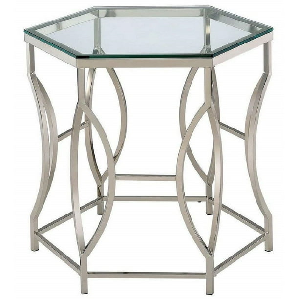 End Table With Glass Top, Chrome