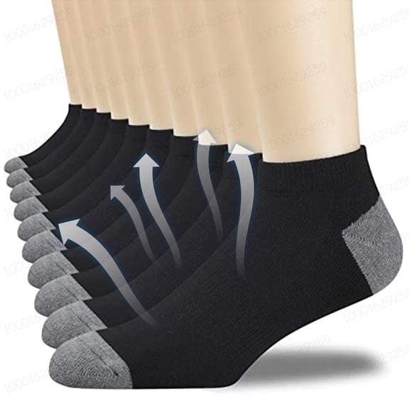 TELOLY 12 Pairs Men'S Athletic Ankle Socks Mens Ankle Socks Size 10-13 Cushioned Support & Moisture Control Bulk Pack for Daily Use,Black Us(10-13)