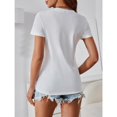 thumbnail image 2 of Women's Paris Letter Graphic Tees Crew Neck Short Sleeve Casual T Shirt Tops, 2 of 7