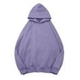 thumbnail image 4 of Ediodpoh Womens Hoodies Fashion Solid Color Letter Loose Drop Shoulder Long Sleeve Pocket Pullovers Top for Casual Wear Purple XXL, 4 of 5