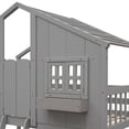 thumbnail image 5 of URTR Twin Over Twin House Bunk Bed with Frame, Roof, Windows, Windows Box and Small Door, Twin Size Floor Bunk Bed with Ladder and Safety Guardrails, Gray, 5 of 9