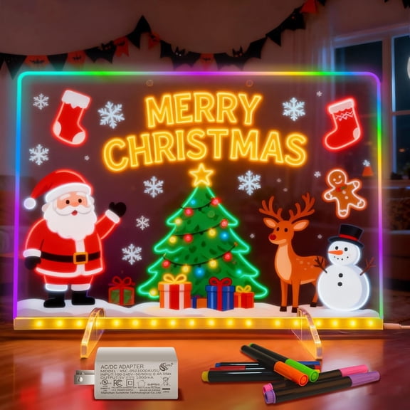 LED Drawing Board for Kids with Tracing Pages, Lumi Board Magnetic Light Up Acrylic Dry Erase Board, LED Note Board, Toy for Kids
