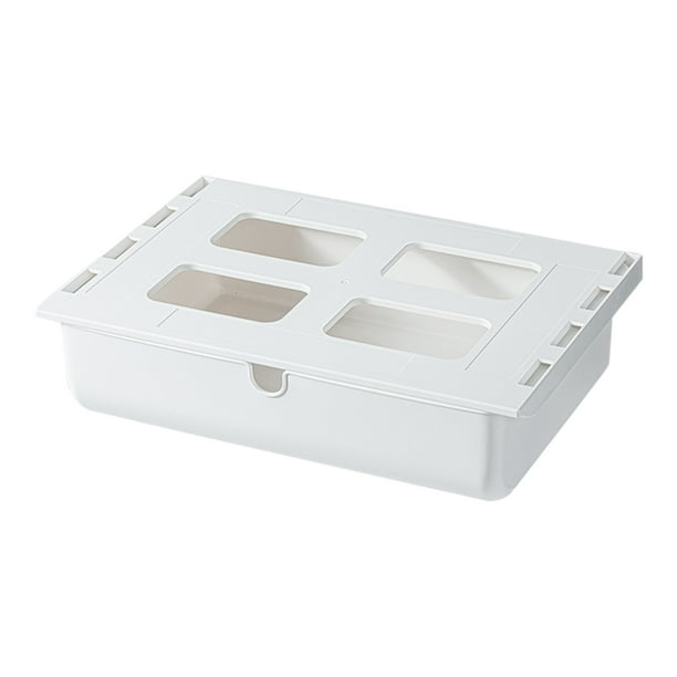 Kearding Caja organizadora, cajón de almacenamiento organizado y que ahorra espacio, elegante caja de almacenamiento oculta de PP Almacenamiento y organización del hogar blanco 33*23.5*8.5 cm