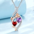 thumbnail image 3 of Taioiat Double Birthstone Necklaces for Women 18K Gold Plated Birthstone Rose Flower Jewelry Anniversary Valentines Day Mother's Day Birthday Gifts for Her Wife Girlfriend Mom, 3 of 7