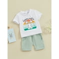 thumbnail image 3 of FEORJGP Infant Baby Boy Easter Outfits Toddler Shorts Sleeve T-shirt Round Neck Shirt Rabbit Print Tops + Elastic Waist Shorts Little Boys 2 Piece Loose Casual Set for Summer Daily, 3 of 9