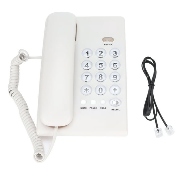 KXT504 Teléfono de escritorio con cable Teléfono fijo multifuncional con botón grande para hotel de oficina en casa (blanco)